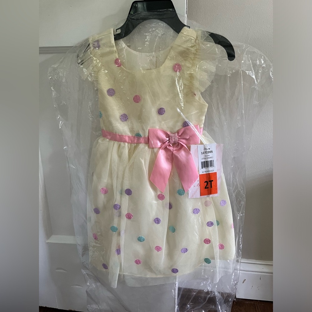Girls 2T ivory polka dress - NWT!